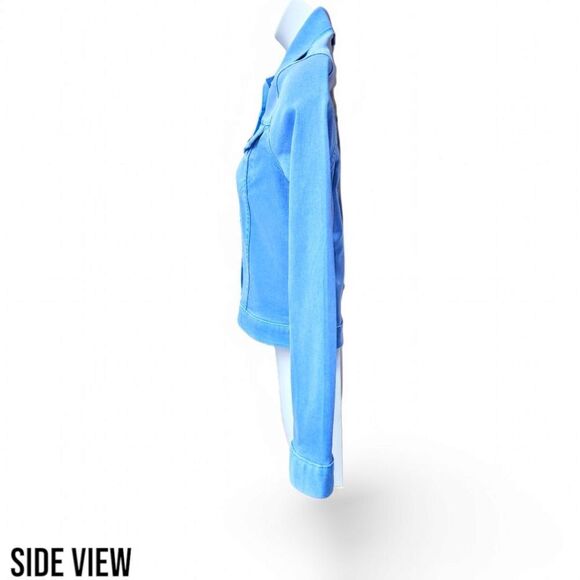 MICHAEL MICHAEL KORS Cropped Gold Hardware Colbalt Blue LongSleeve  Jean Jacket - Picture 3 of 15